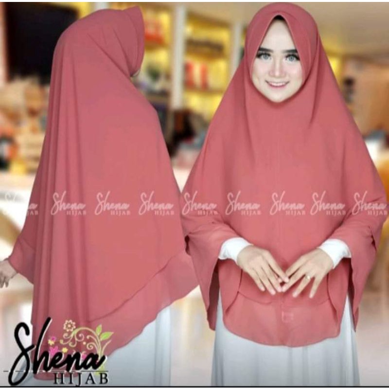 khimar shena hijab 2 layer ceruty babydoll premium ori kekinian