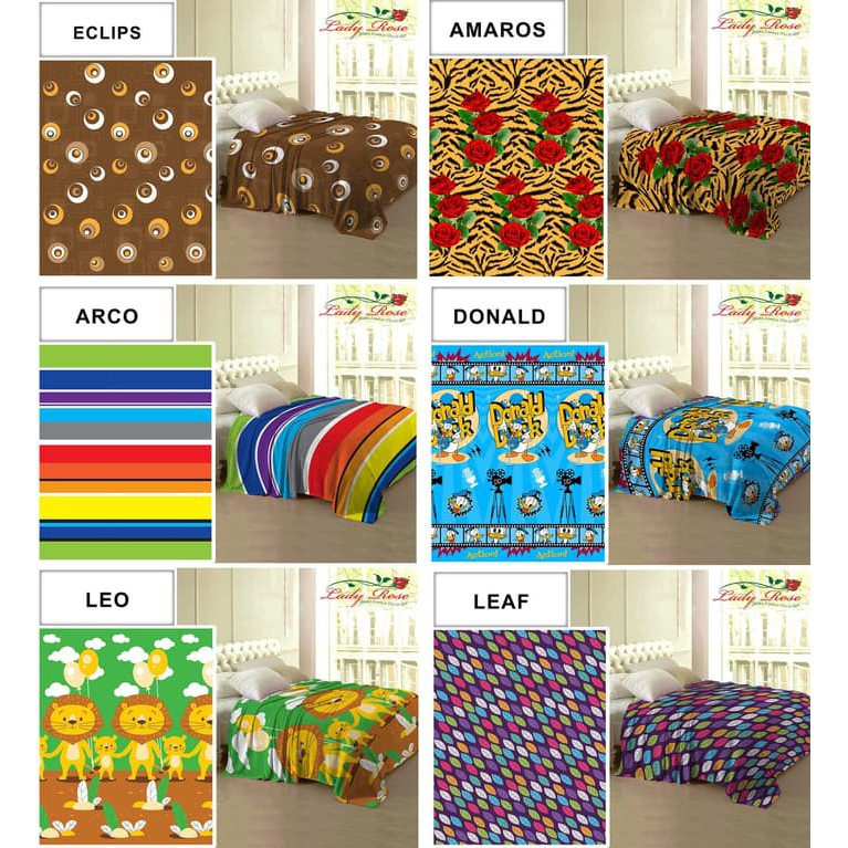 Selimut Bulu Halus 3D Lady Rose Aneka Motif / Selimut Anak Karakter
