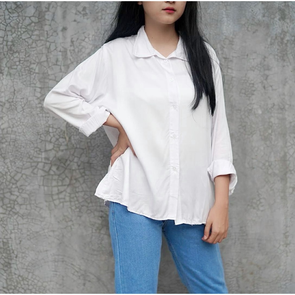 BEFAST - ZFS OOTD Wanita Kemeja AIMIRA / ZODYA OVERSIZE XXL RAYON TWILL SHIRT / Kemeja Lengan Panjang / Kem Oversize Kekiniaan Remaja / Kemeja Polos / Terlaris / Fashion Kantor