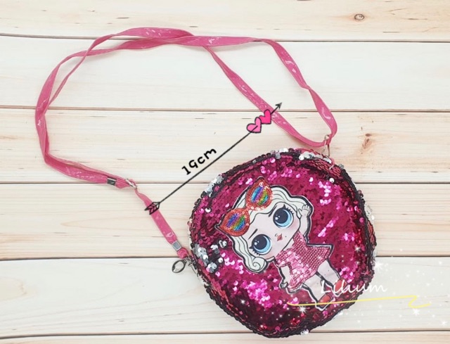 Tas selempang sequin LOL bulat- LOL8 sling pundak tas anak perempuan