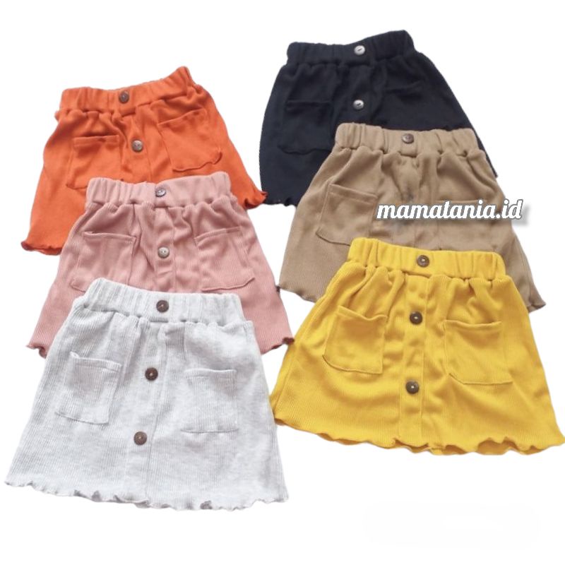 Rok Span Rib Kancing Midi Skirt 1- 4 tahun / Rok Anak Perempuan Usia 1 - 4 tahun