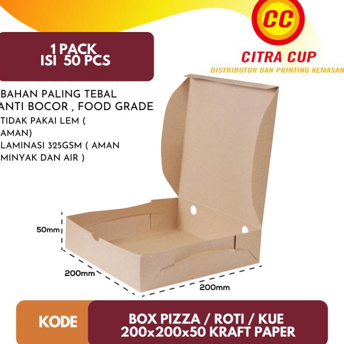 

Kardus Box Pizza / Roti / Kue 20X20X5 Laminasi - Kraft Paper