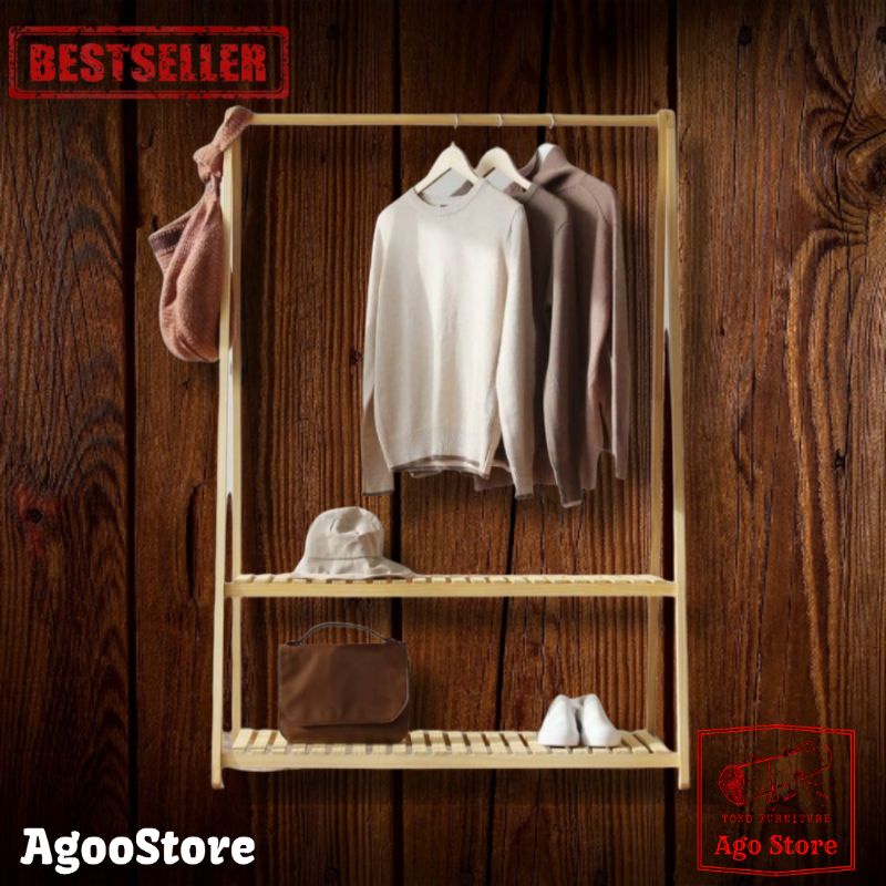 RAK BAJU GANTUNG 2 SUSUN RAK SERBAGUNA RAK BAJU 80 X 35 X 150 cm