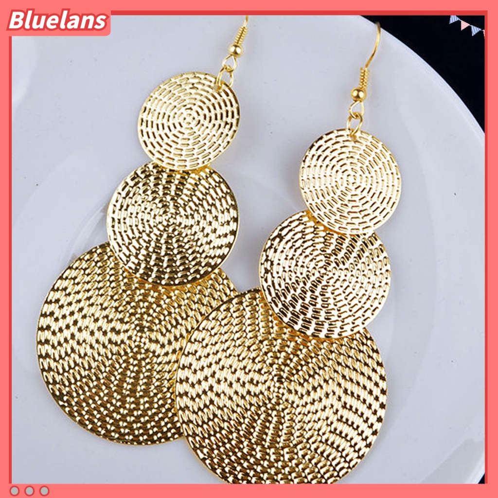 Bluelans Fashion Lady Elegant Multi-Layer Round Long Drop Dangle Hook Earrings Jewelry Gift