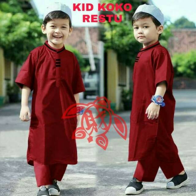 Set Koko anak merah maroon/gamis turki anak