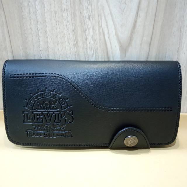 Dompet Panjang Levi's Hitam Cowok Super Keren Bahan Kulit Sintetis Premium Murah Meriah