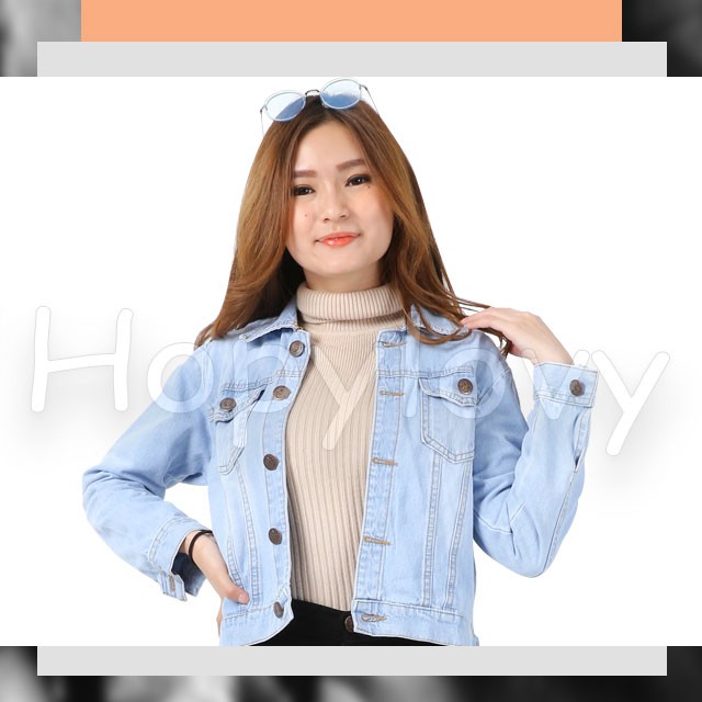 HOPYLOVY - Jaket Jeans Wanita ZR Basic Tebal Afnia