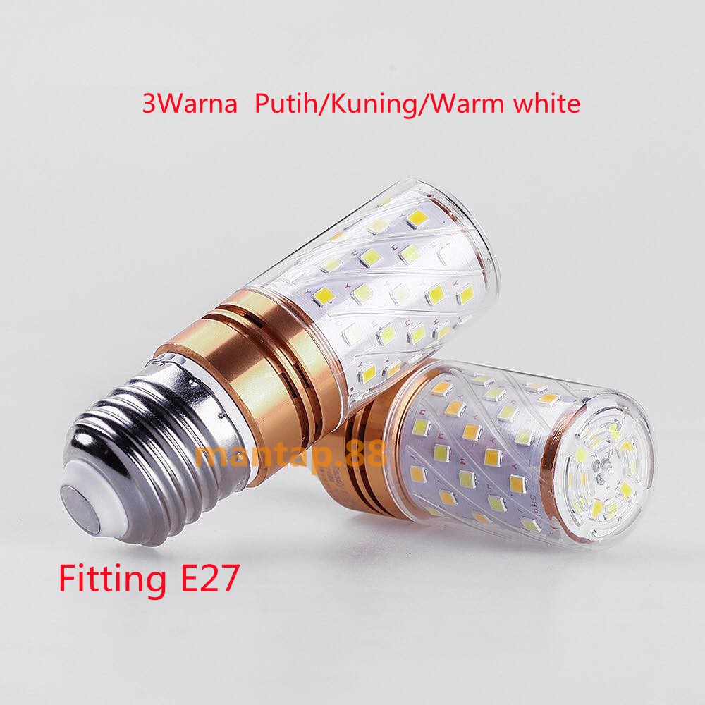 Lampu Led Jagung 12W Fitting E27 3warna (Putih/Kuning/Warm White) /Lampu Lilin/Candle/hias