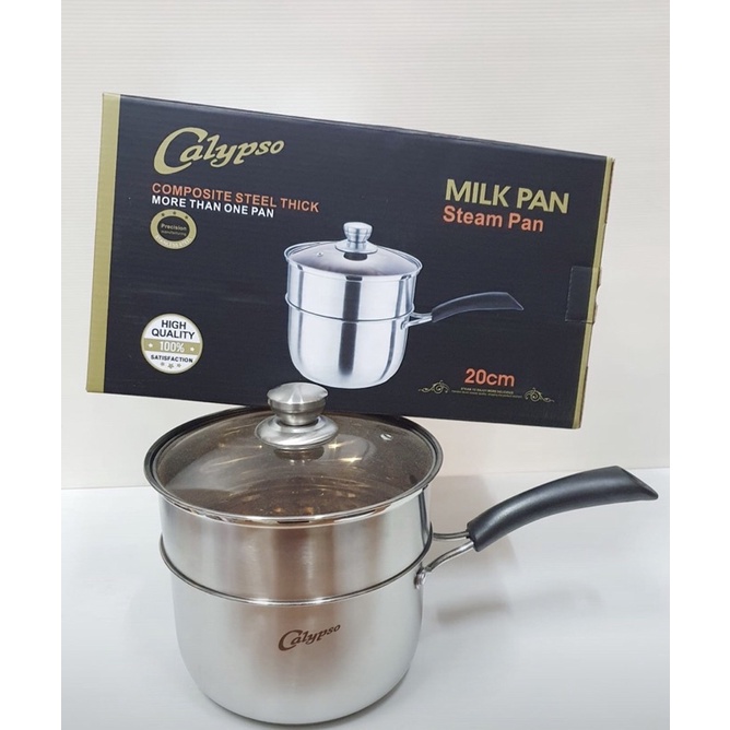 CALYPSO MILK PAN STEAM PAN PANCI SUSU 20 CM STAINLESS MURAH TEBAL AWET