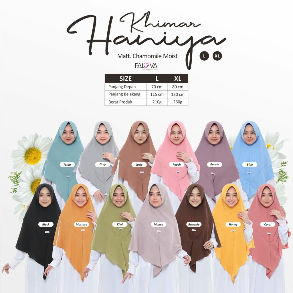 Khimar Daily Jilbab Hijab dengan softpad cantik Haniya Original Falova
