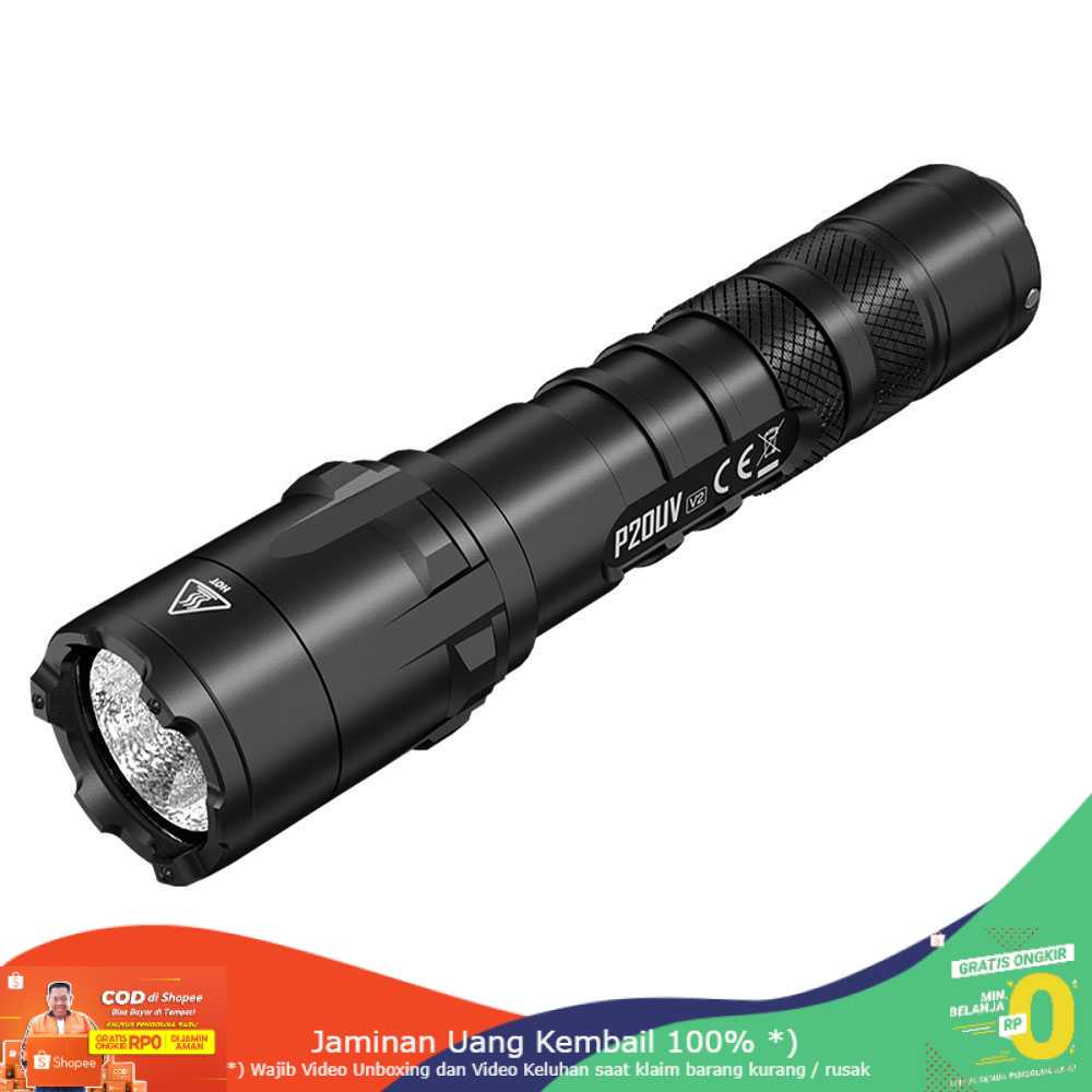 (BISA COD) RVOSTR NITECORE P20UV V2 Senter White+UV LED CREE XP-L2 V6 1000 Lumens