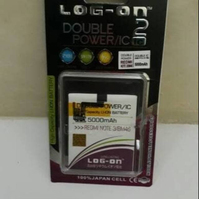 Baterai Log on Xiaomi Redmi Note 3 BM46 Batre Double Power Double IC