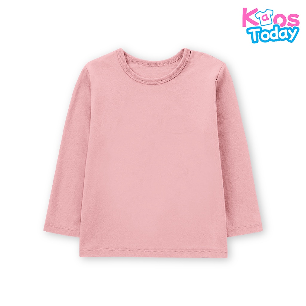 Kaos Polos Lengan Panjang Anak Laki laki Dan Perempuan Unisex 1-10 tahun Bahan Katun Soft - Peach