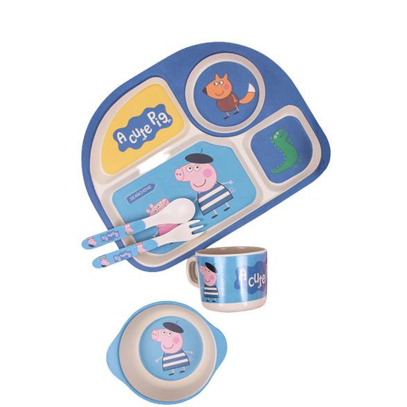Peppa Pig Bamboo Fiber Tableware Set / Alat Makan Anak / Piring Makan