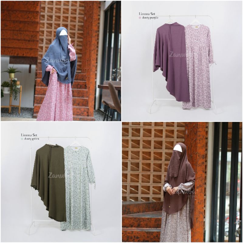 Linnea Set Zanuba S L | Gamis set khimar crinkle linea zanuba