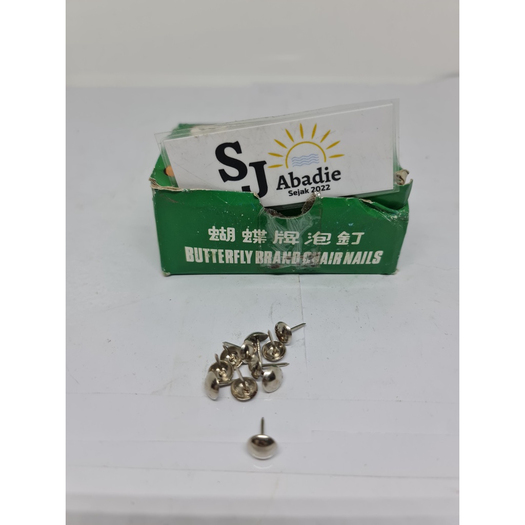 (1 KOTAK) Paku Pines Payung Thumb Tacks BUTTERFLY 1 Kotak Isi 1000 Pcs Silver / Coklat | SJ ABADIE |