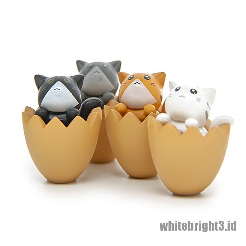 (white3) 1pc Miniatur Telur Kucing Bahan Resin Untuk Dekorasi Taman Mini / Micro Landscape