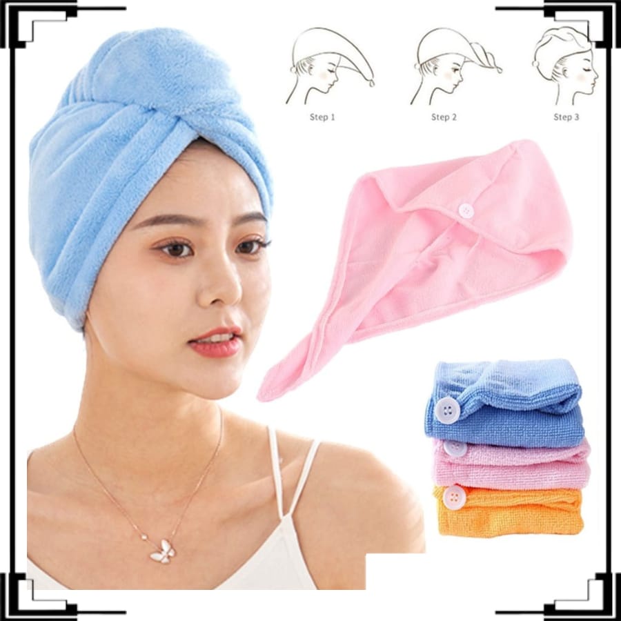 BOS - Handuk Rambut Keramas Hair Dryer Fleece Cepat Kering Fiber Magic Towel Lembut | Handuk Turban Pengering Rambut