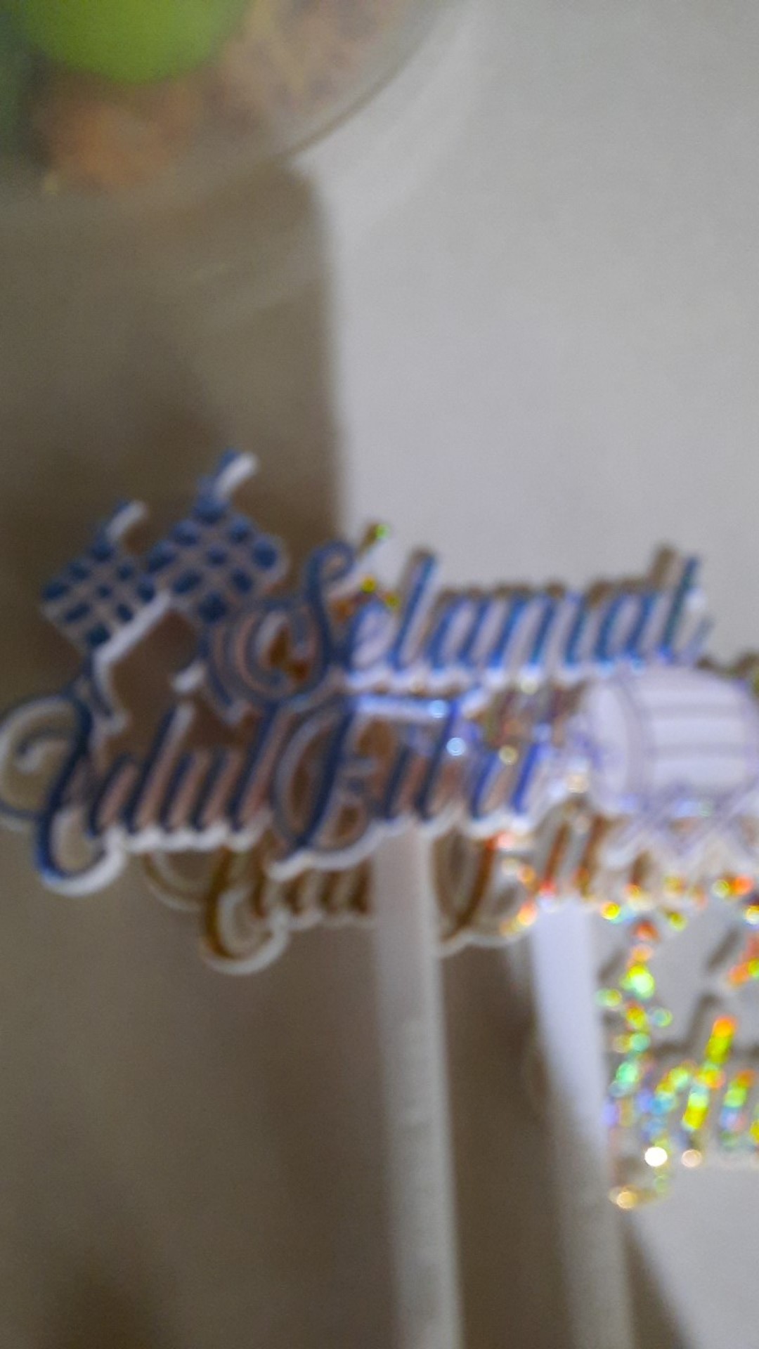 Ti-0137-f Cake Topper Tulisan Idul Fitri Lebaran Biru