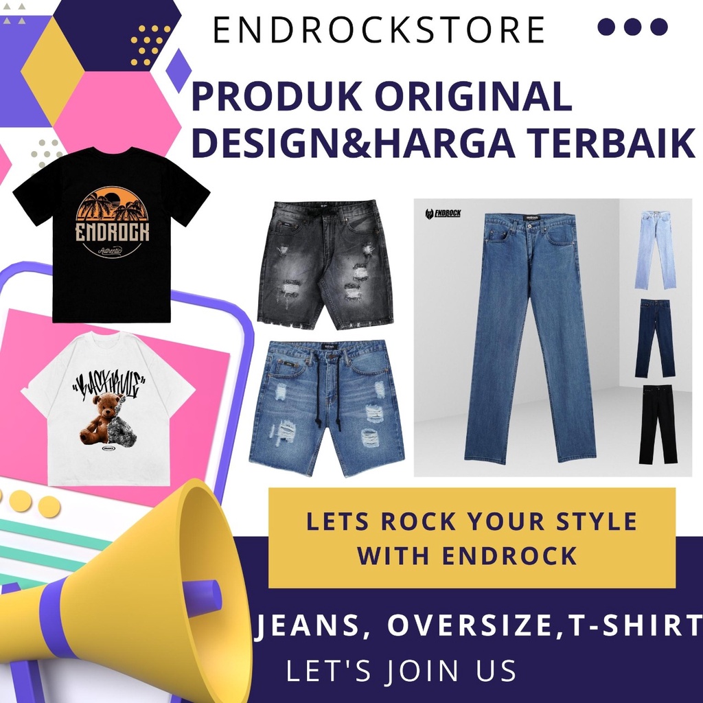 ORIGINAL jeans Endrock 043 | Celana pendek sobek pria hitam wash stretch