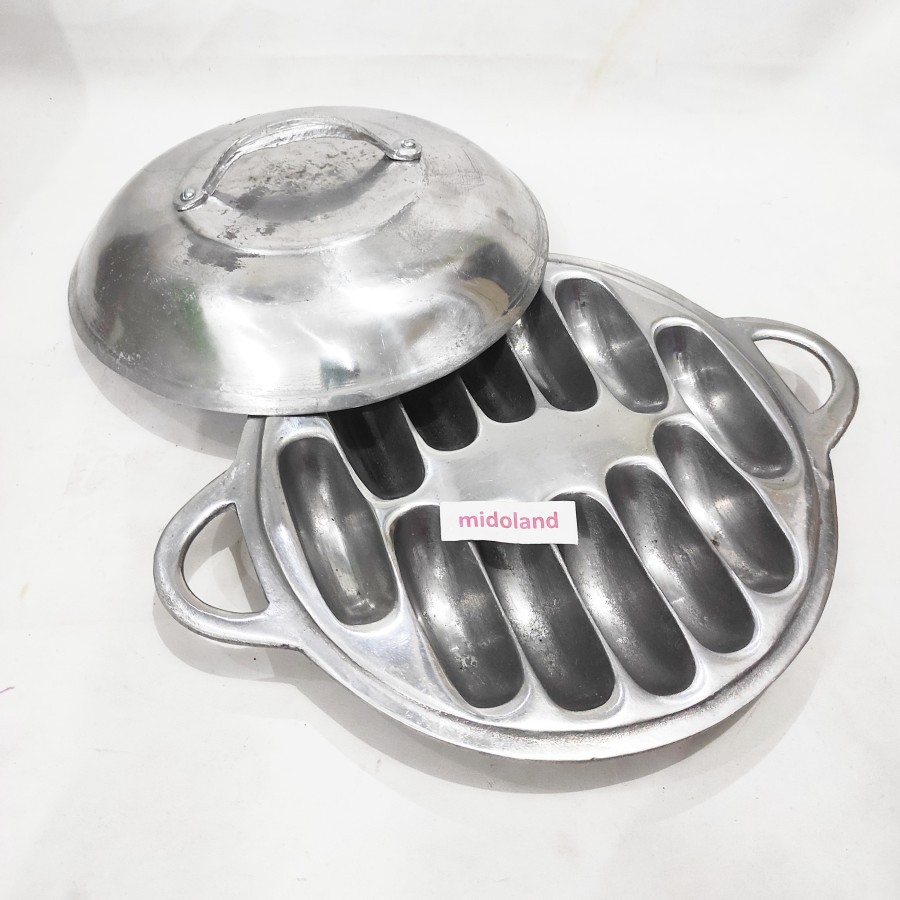 loyang wajan cetakan kue pukis pancong 12 lubang bulat dan tutup midoland