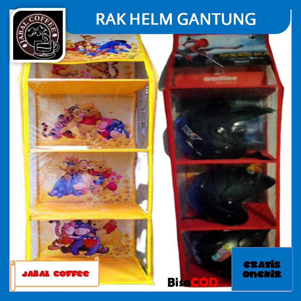 Rak Helm Gantung Zipper Resleting / Rak Helm Gantung INK Murah Motif Karakter 720 Gram / Rak Helm Gantung Motif