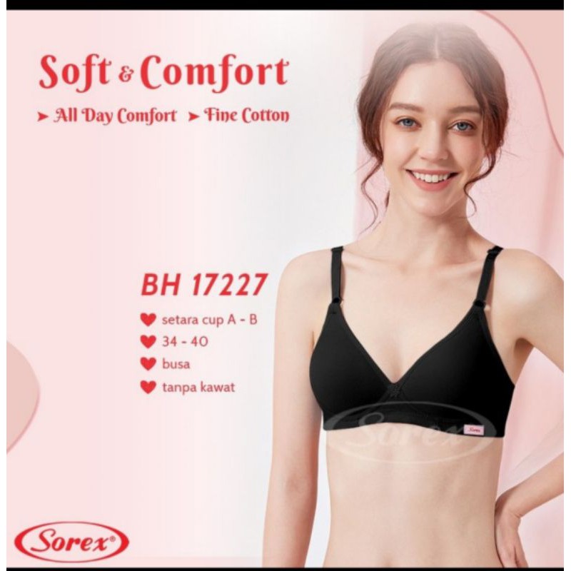 Bra sorex Soft dan Comfort 17227 ,Busa tanpa kawat