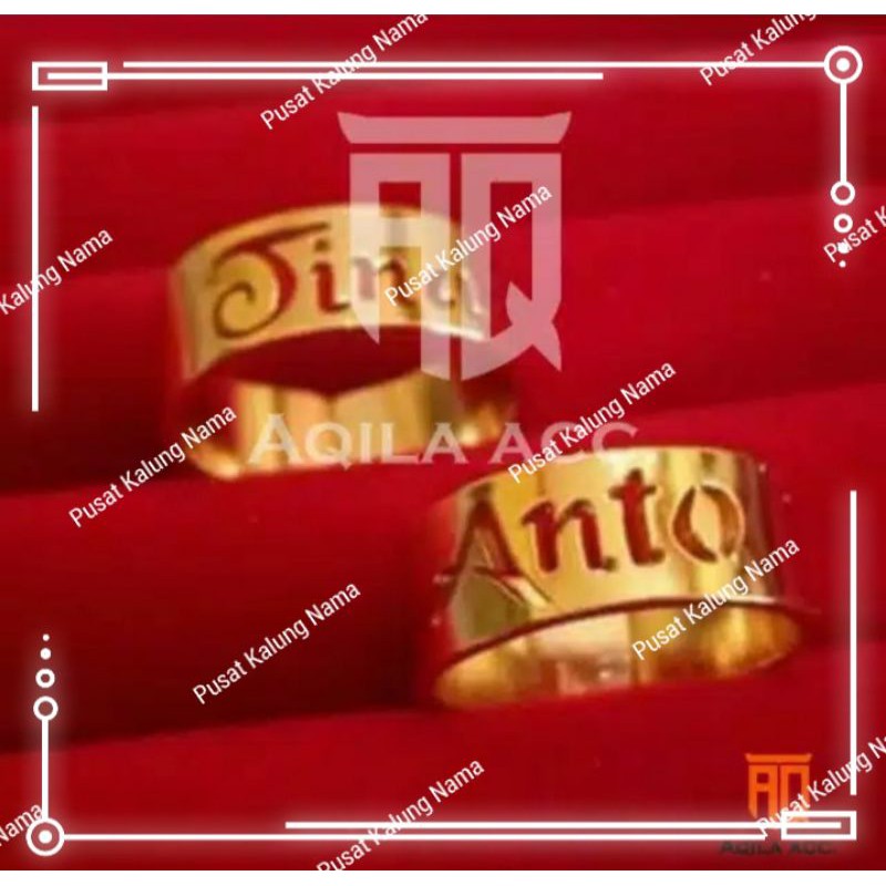 Cincin Couple love/cincin nama sepasang kekasih/ cincin monel ukir nama