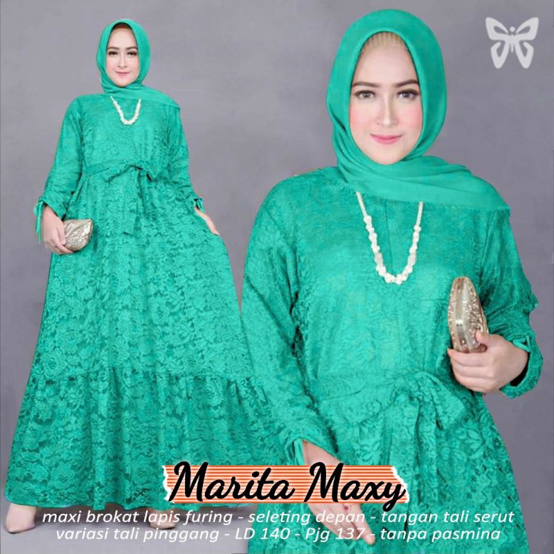 BAJU GAMIS MAXY MAXI BUSUI DRESS PESTA KONDANGAN NIKAHAN BRUKAT BROKAT WANITA MUSLIM BARU NEW L XL 3
