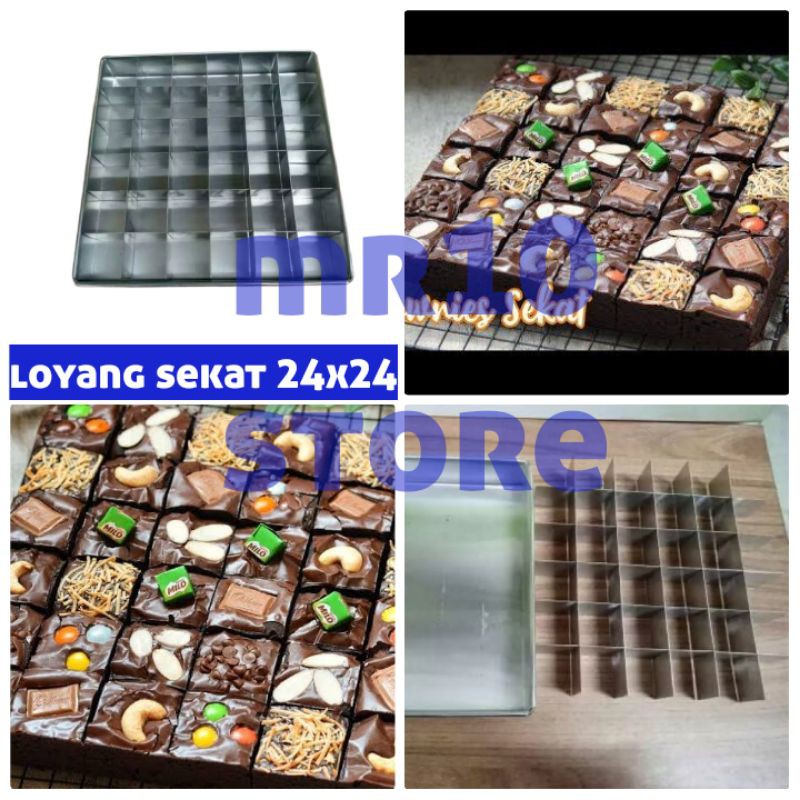 loyang brownies sekat 24x24 isi 36 lubang sekat/loyang sekat 24x24 cm