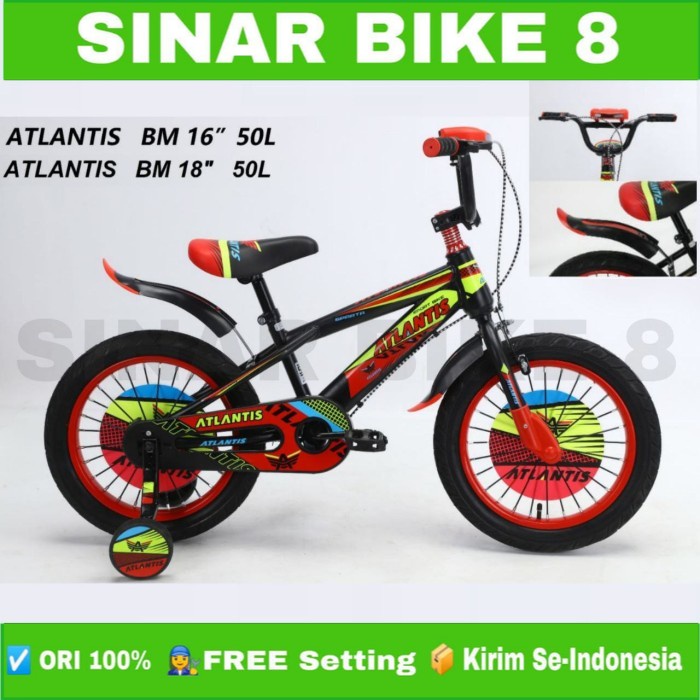 Sepeda Anak Laki BMX ATLANTIS 50 L Ban 2.50 Ukuran 16 dan 18 Inch Musik