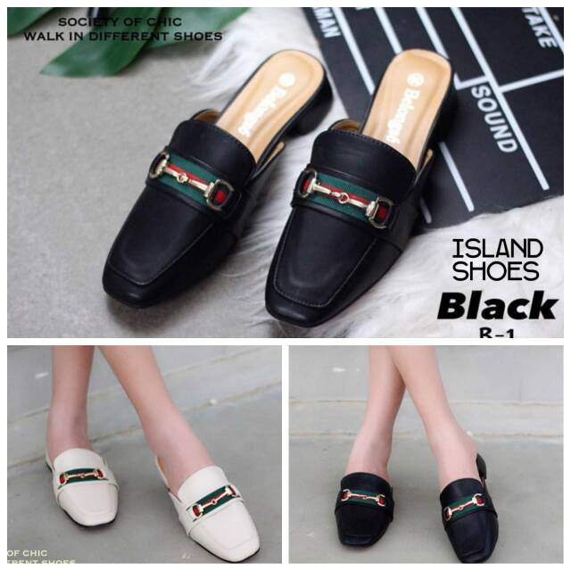 Sandal loafers selop bustong wanita model gucci santai main jalan hangout cewek cewe murah dan  lucu