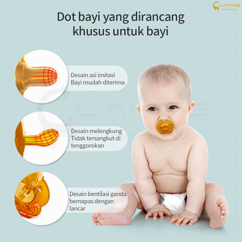 LAKOE Dot bayi / putting bayi/empeng bayi BPA FREE dengan rantai dan Kotak