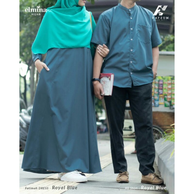 Baju Couple Fatimah Dress &amp; Ali Shirt Short Sleeve By Elmina &amp; Hayzum