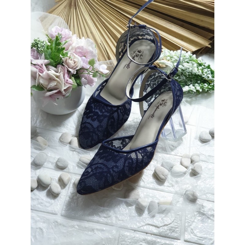 sepatu nataly navy sepatu wanita cantik 7cm