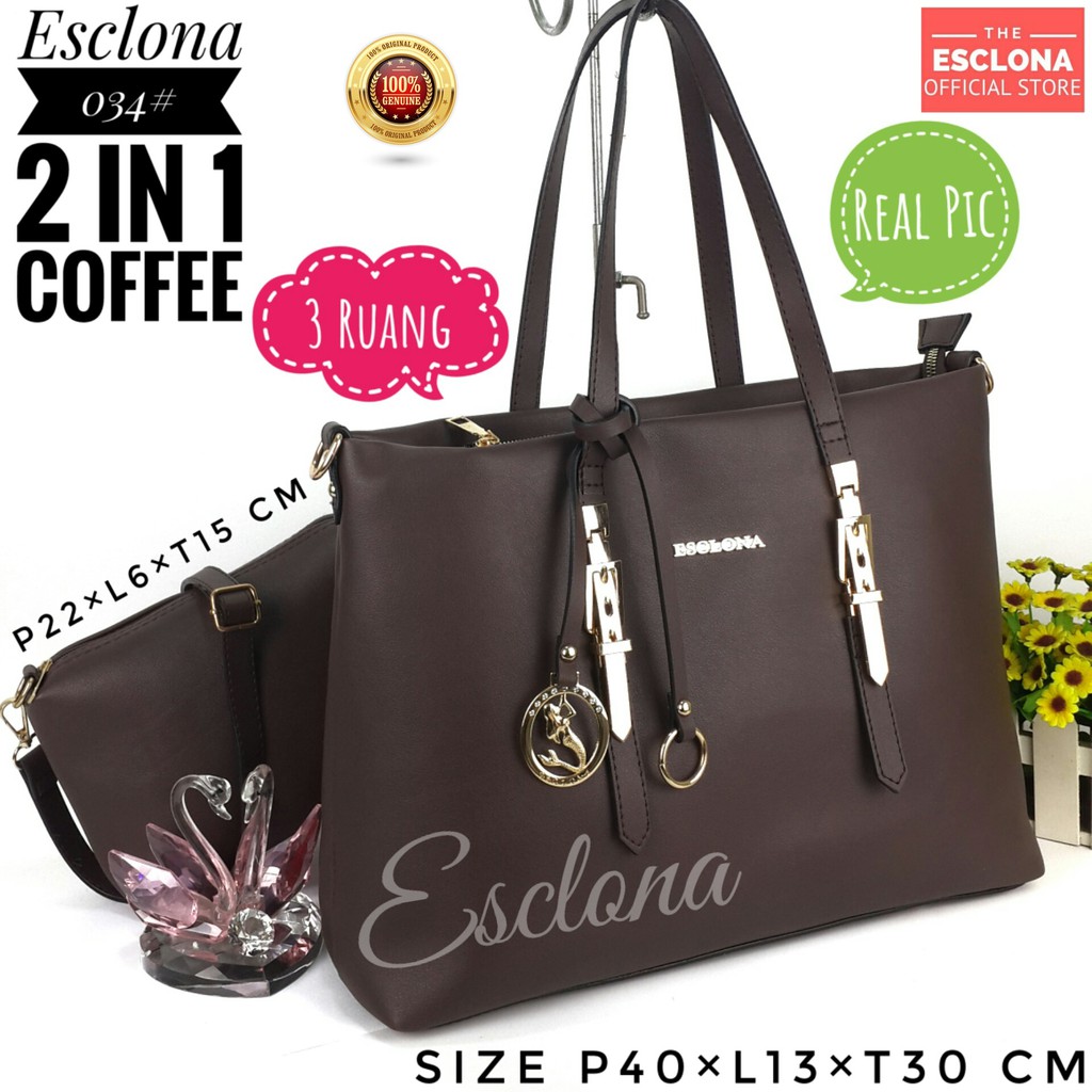 Tas wanita Import Bag Laptop Esclona 034 Tas Batam Selempang Cewek Branded Cantik Fashion Murah Handbag Original Besar Kantor Kerja Kuliah Premium Super Populer Terbaru Terlaris Hobo Office Ibu Emak Dewasa Santai Berpergian Shoulder Bahu