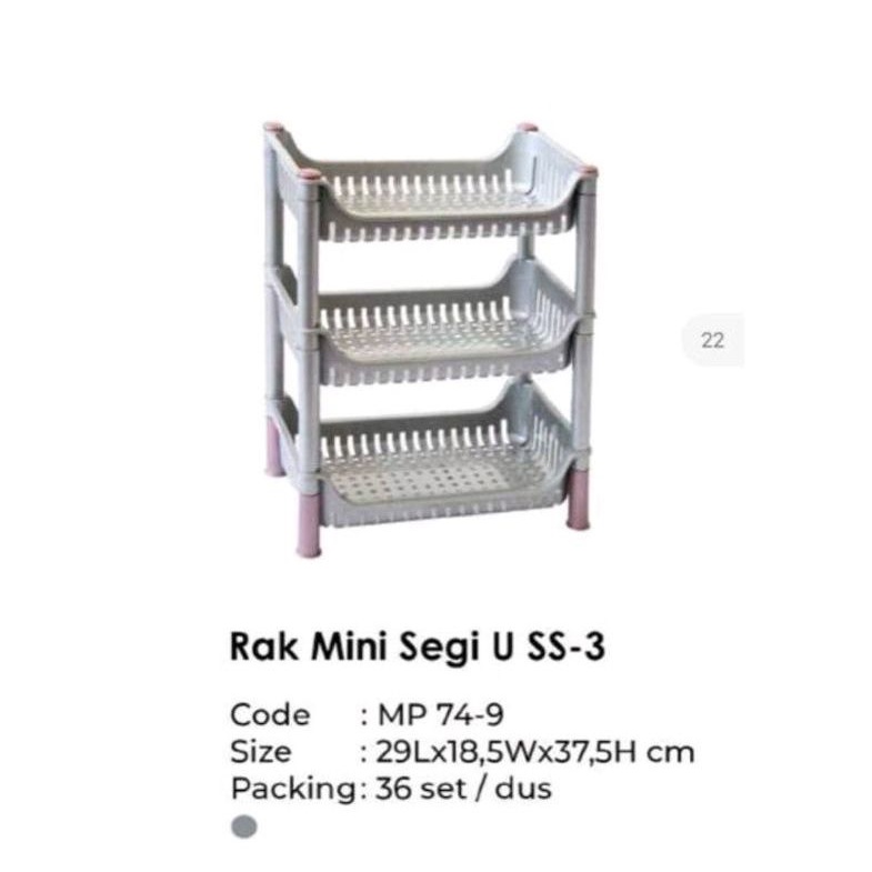 Rak Plastik Susun 3 Display Bumbu Dapur Bawang Roti MINI SEGI MPW