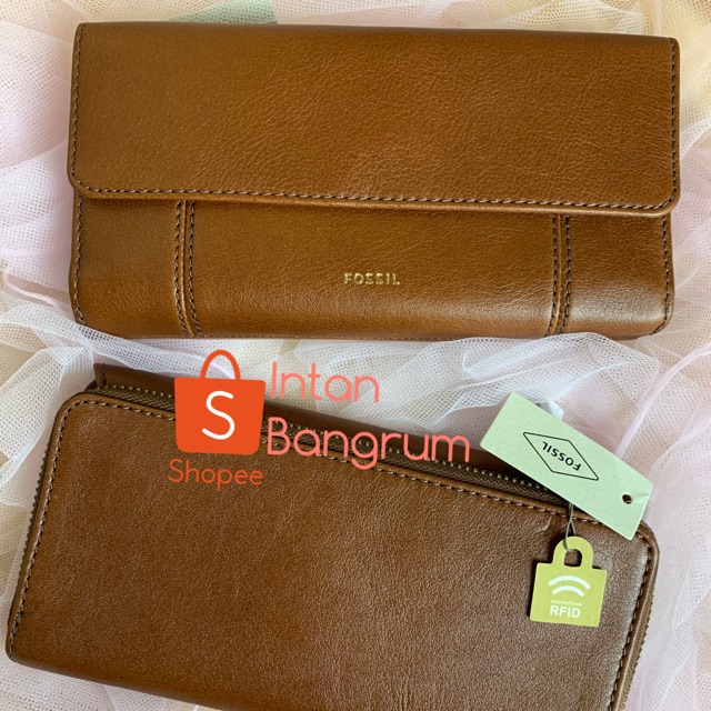 Fossil RFID Jori Flap Leather Brown Dompet ORIGINAL