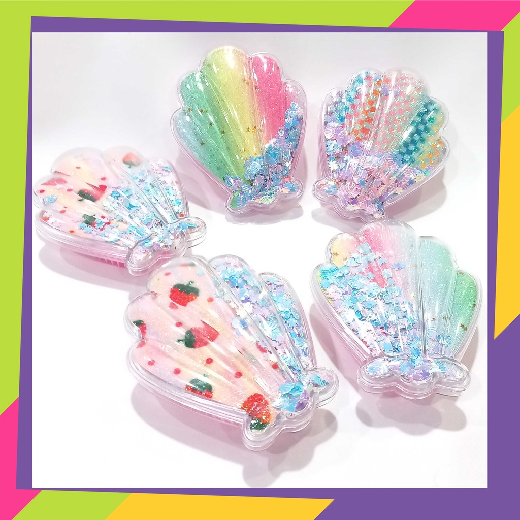 1745 / Sisir rambut glitter bentuk kerang anti statis / Siair stying glitter lucu / 1745