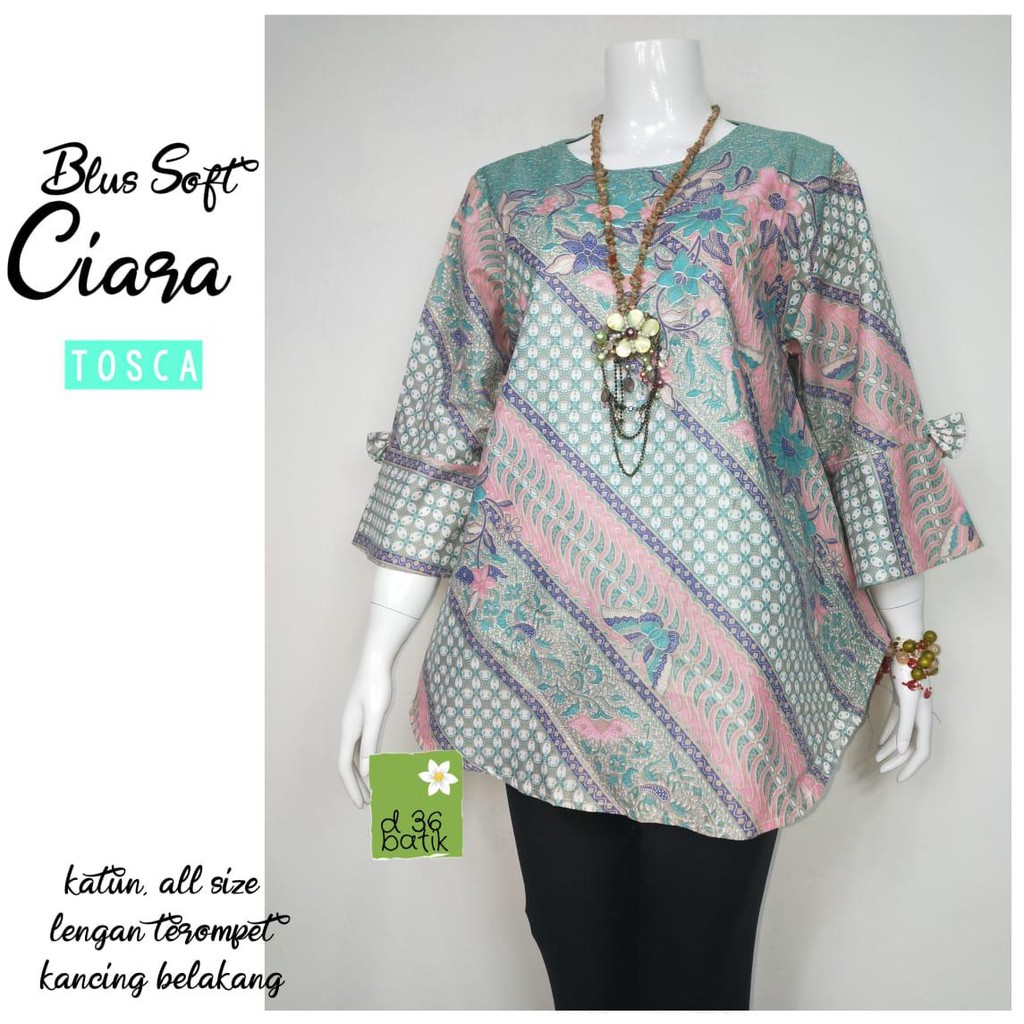 Blus Soft Ciara Lonceng Pastel Blouse Soft Atasan Batik Modern Casual Kerja Kantor Seragam Cantik