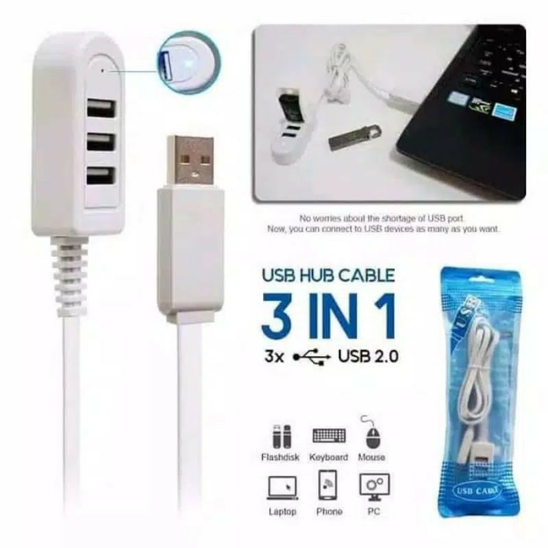 USB HUB 3 PORT 3IN1 EXTENSION WITH DATA 2.4A