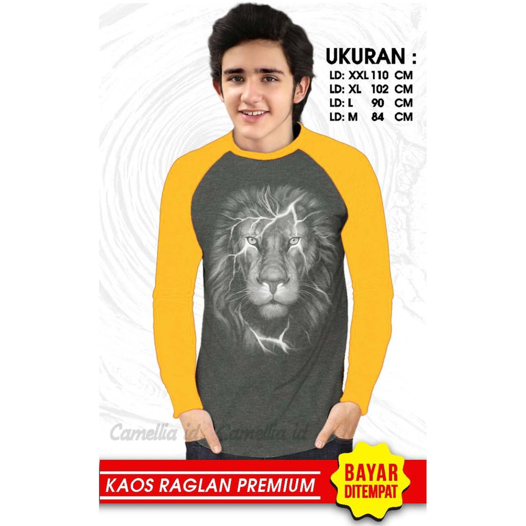 Kaos Raglan (SINGA)/Kaos Pria Lengan Panjang/ Kaos Pria/ Kaos Cowok/ Kaos Oblong/Misty/Ob