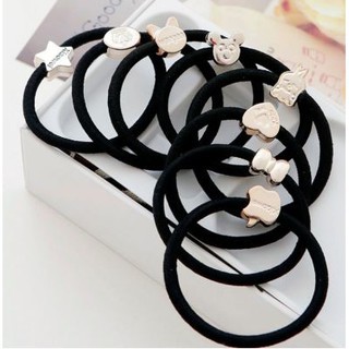 FJCO - 1PCS Ikat Rambut Korea Berkarakter / Karet Rambut Kunciran Korea Hitam km-036-1