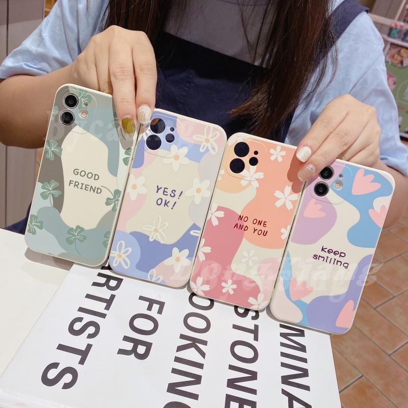 Soft Silicone Daisy Flower Case for Redmi Note 11 Pro Redmi 10 Note 10 Pro Note10S Note9S Xiaomi Poco X3 Pro X3NFC M3 Note8 Keep Smiling YES OK Chrysanthemum Pattern TPU Phone Cover BY