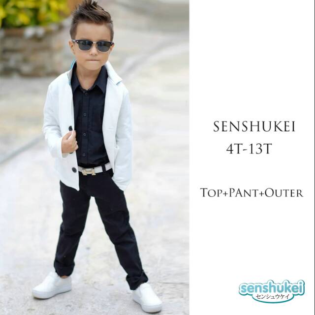 JAS PUTIH FORMAL ANAK LAKI-LAKI SET 2 IN 1