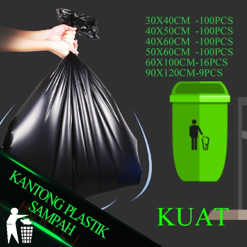 Kantong Plastik Sampah Ukuran 30x40cm Trash Bag ISI 100 PCS Hitam 30 micro