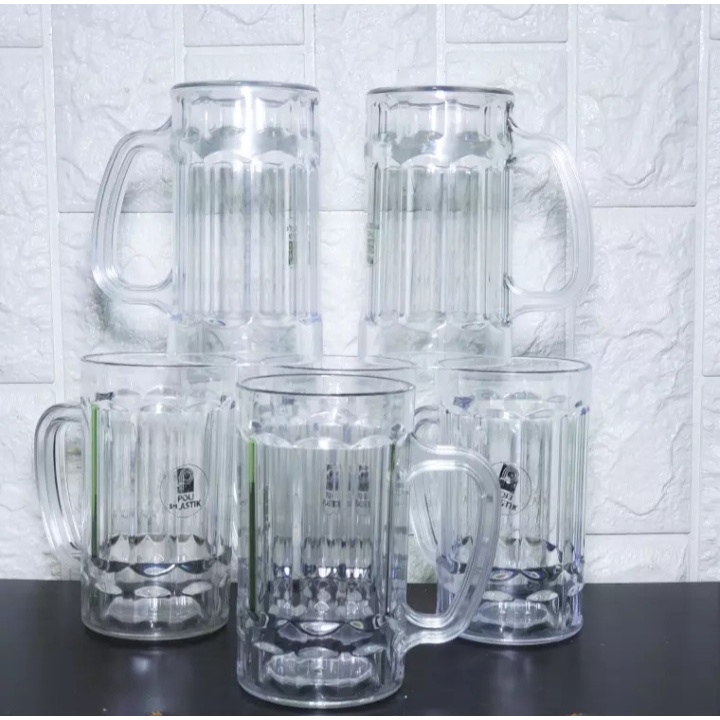 1 LUSIN /12 PCS GELAS PLASTIK BESAR-GELAS BENING GAGANG