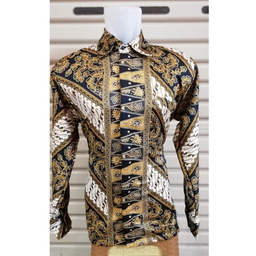 Kemeja Batik Pria Lengan Panjang Dan Lengan Pendek Motif Tumpal Gold