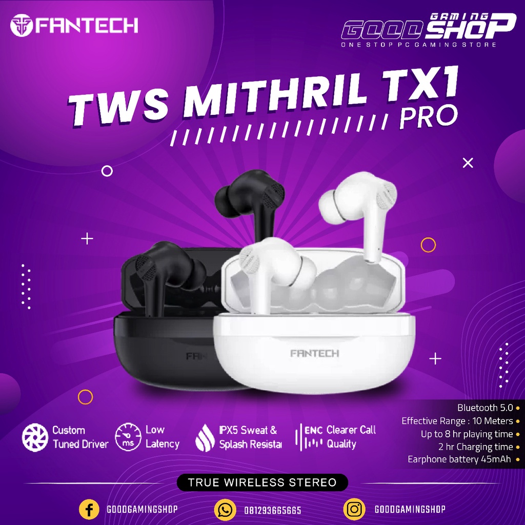Fantech TWS MITHRIL TX1 PRO Gaming Mode Low Latency - Gaming Earphone