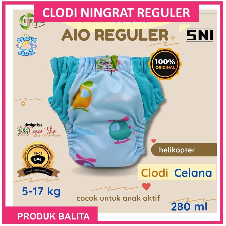 NINGRAT Popok Bayi Kain Cuci Ulang Clodi AIO Pull Up Pants Celana Ningrat Reguler BB 5-17 Kg  Popok Pampers Cuci Ulang